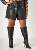 Plus Size Vegan Leather Shorts Plus Size Belted Shorts Matching Set