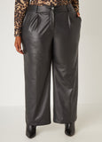 Faux Leather Straight Leg Trousers