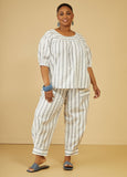 Plus Size striped linen joggers plus size summer pants set