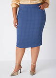 Plaid Twill Pencil Skirt