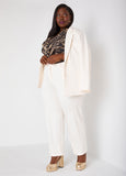 Plus Size High Rise Straight Leg Trousers Plus Size Pants Suit Set