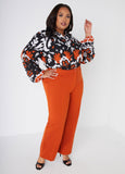 Plus Size High Rise Straight Leg Trousers Set Plus Size High Waist Pants