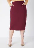 Pull On Ponte Midi Pencil Skirt