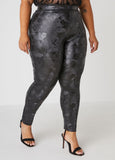 Plus Size Floral Liquid Leggings Plus Size Faux Leather Leggings