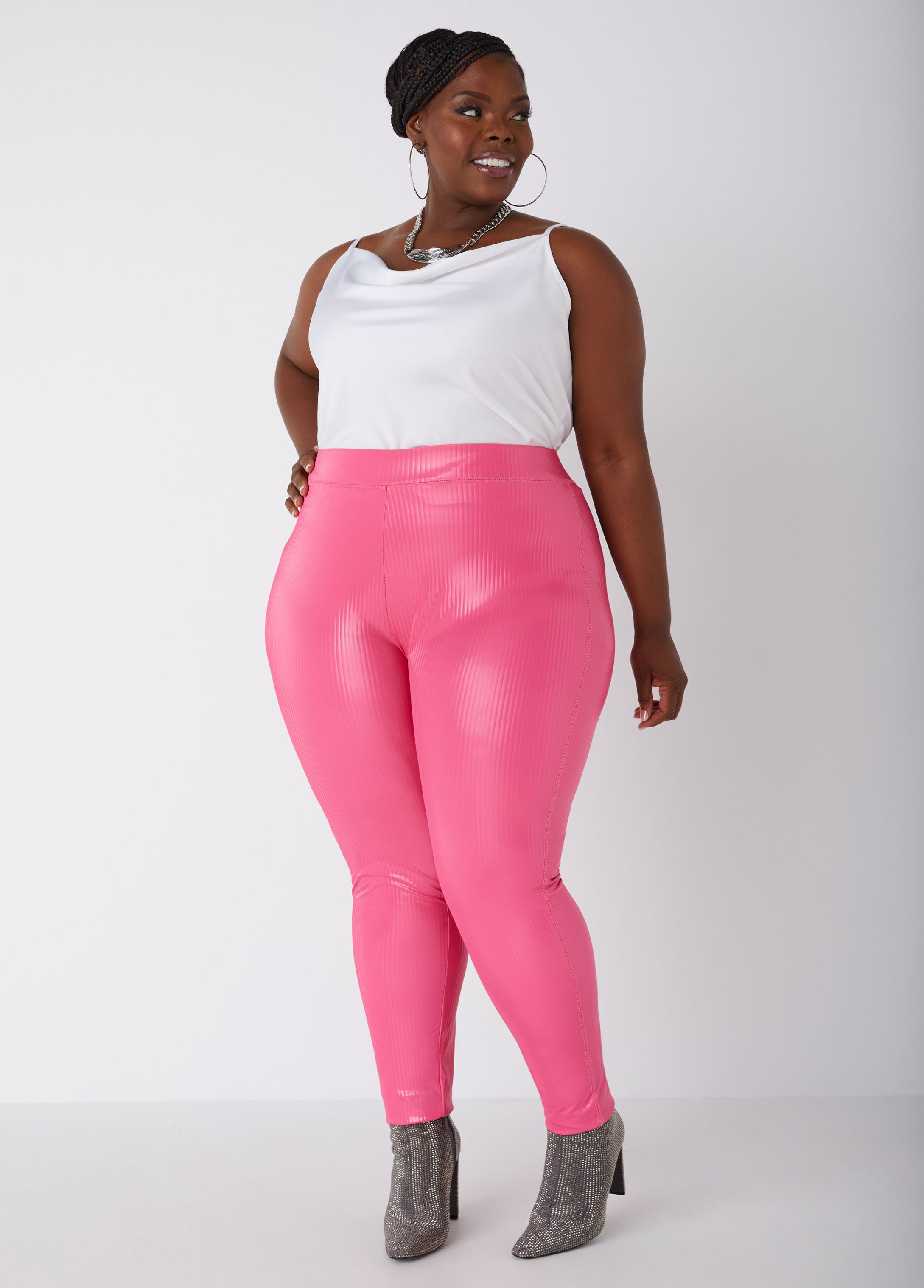 Plus Size Faux Leather Leggings Plus Size Y2K Trend Liquid Leggings