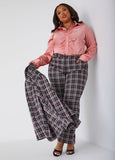 Plaid Knit Straight Leg Trousers