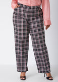 Plaid Knit Straight Leg Trousers