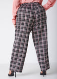 Plaid Knit Straight Leg Trousers