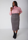 Plaid Knit Pencil Skirt