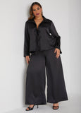 Plus Size Satin Pants Plus Size Wide Leg Pants Plus Size Fashion Set