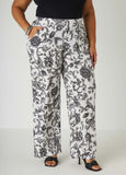 Plus Size Baroque Print Wide Leg Pants