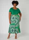 Circle Print Satin Maxi Skirt