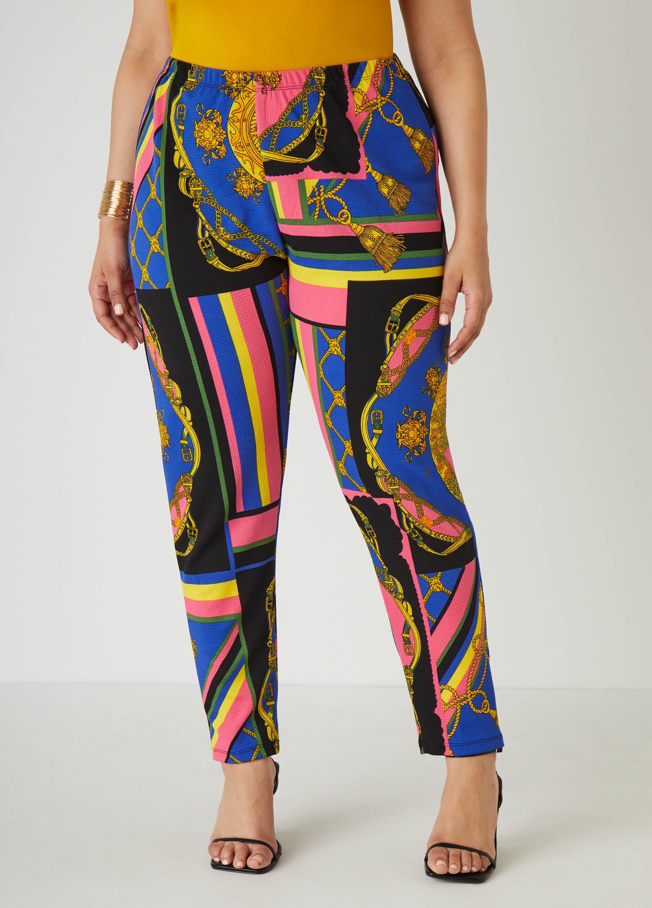 Plus Size Textured Status Print Leggings