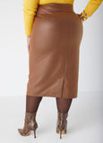 Slip On Faux Stretch Leather Skirt