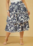 Tiered Printed Cotton Skirt