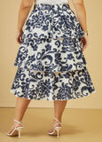 Tiered Printed Cotton Skirt