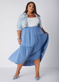 Plus Size cotton gauze maxi skirt plus size summer matching set