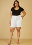 Pleated Stretch Crepe Shorts