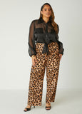 Animal Print Straight Leg Trousers