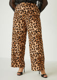 Plus Size Animal Straight Leg Trousers Plus Size Leopard Pants