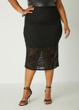 Plus Size Lace Pencil Skirt Plus Size Midi Skirt Two Piece Set