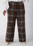 High Waist Plaid Wide Leg Pants