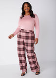 High Rise Plaid Wide Leg Pants