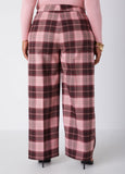 High Rise Plaid Wide Leg Pants