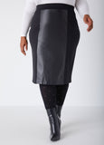 Plus Size knee length knit skirts plus size vegan leather pencil skirt