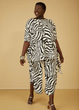 Plus Size Zebra Print Pants Plus Size Knit Matching Set