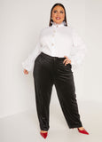 Ribbed Velvet Straight Leg Pants