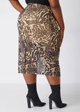 Crystal Animal Print Midi Skirt