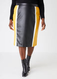 Colorblock Faux Leather Skirt