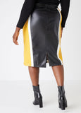 Colorblock Faux Leather Skirt