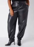 High Rise Faux Leather Joggers