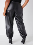 High Rise Faux Leather Joggers