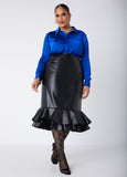 Flounced Faux Leather Skirt