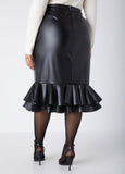 Flounced Faux Leather Skirt