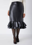 Plus Size High Waist Faux Leather Skirt Sexy Flirty Midi Skirts