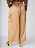 Satin Wide Leg Cargo Pants