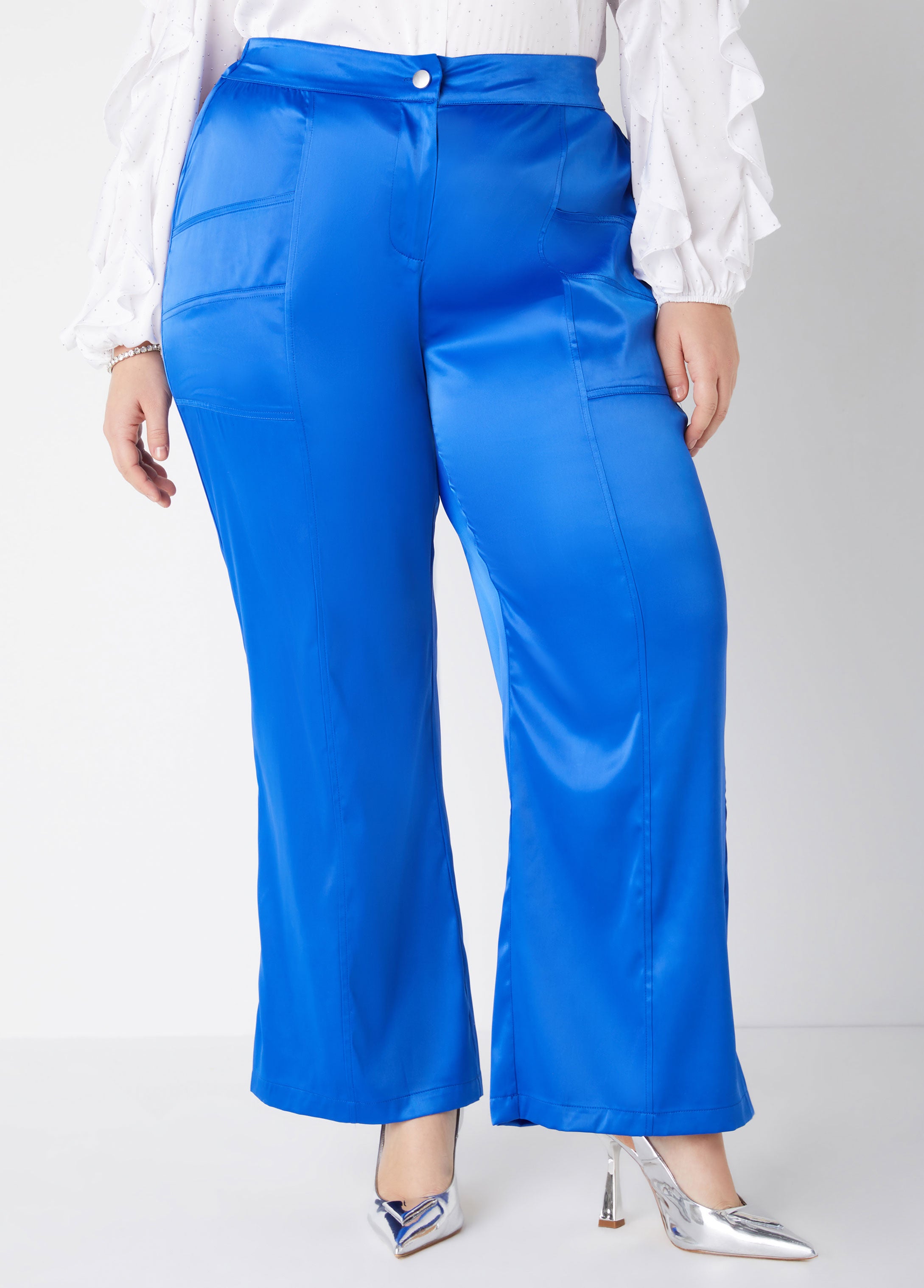 Plus Size Trendy Cargo Pants Plus Size Holiday Satin Pants