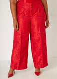 Embroidered Jacquard Wide Leg Pants