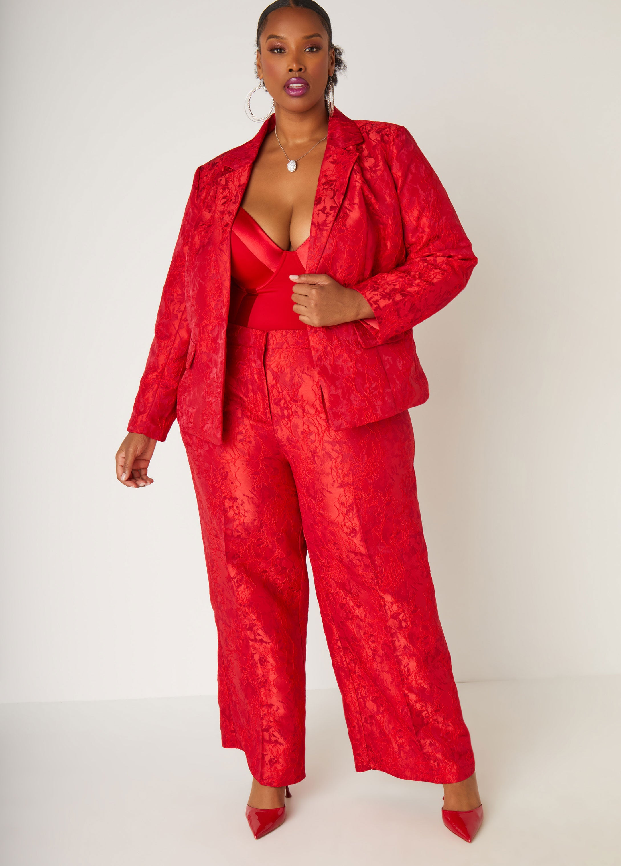 Plus Size Holiday Wide Leg Pants Plus Size Two Piece Suit Set