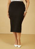 Plus Size Pull On Skirt Plus Size Pencil Skirt High Waist Midi Skirt