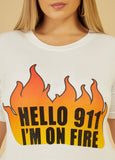 Hello 911 Embellished Graphic Tee