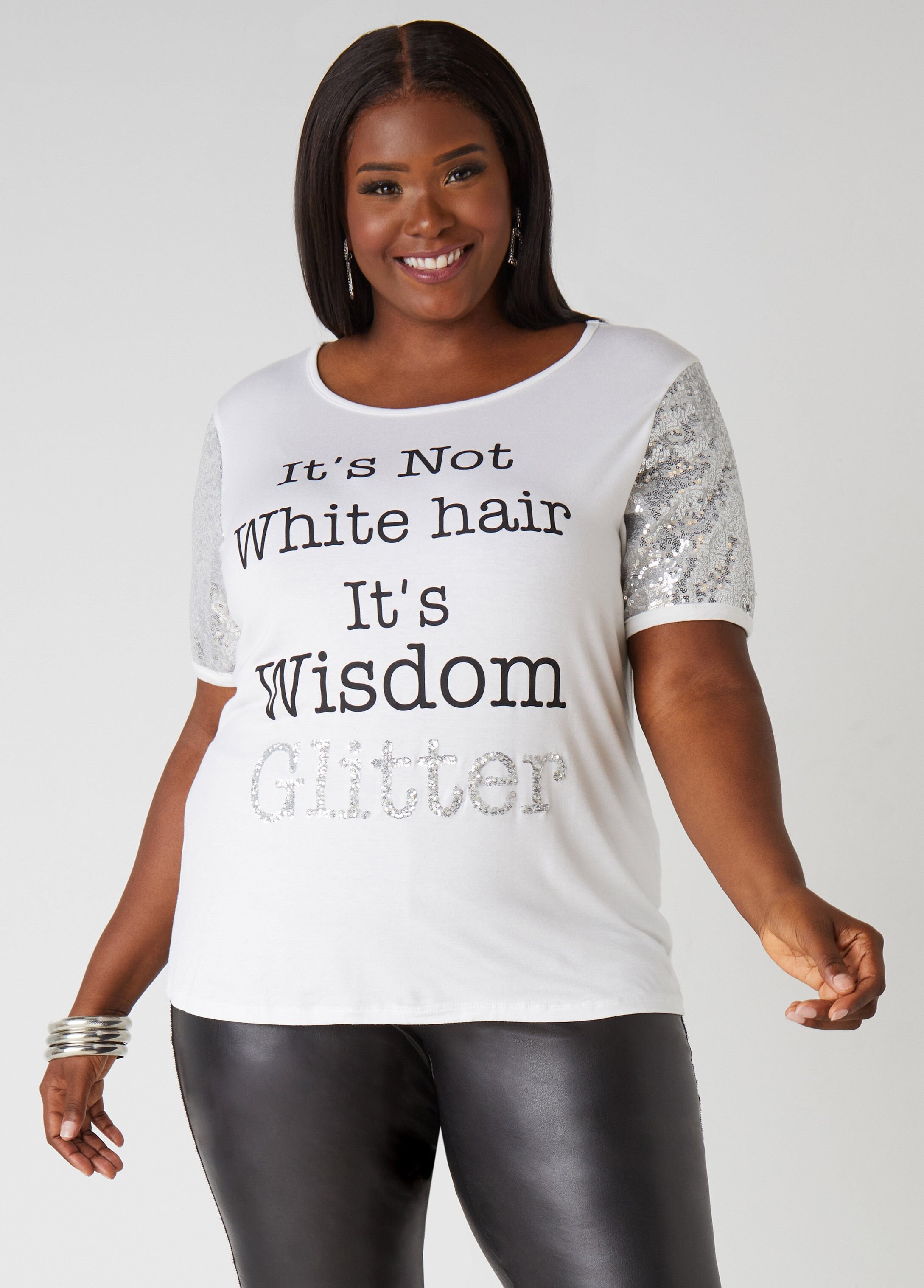 Plus Size Wisdom Glitter Graphic Tee Plus Size T Shirt