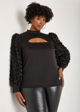 Plus Size knit top plus size rosette plus size party top