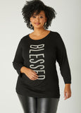 Plus Size Blessed Long Sleeve Tee Graphic Tee T Shirt