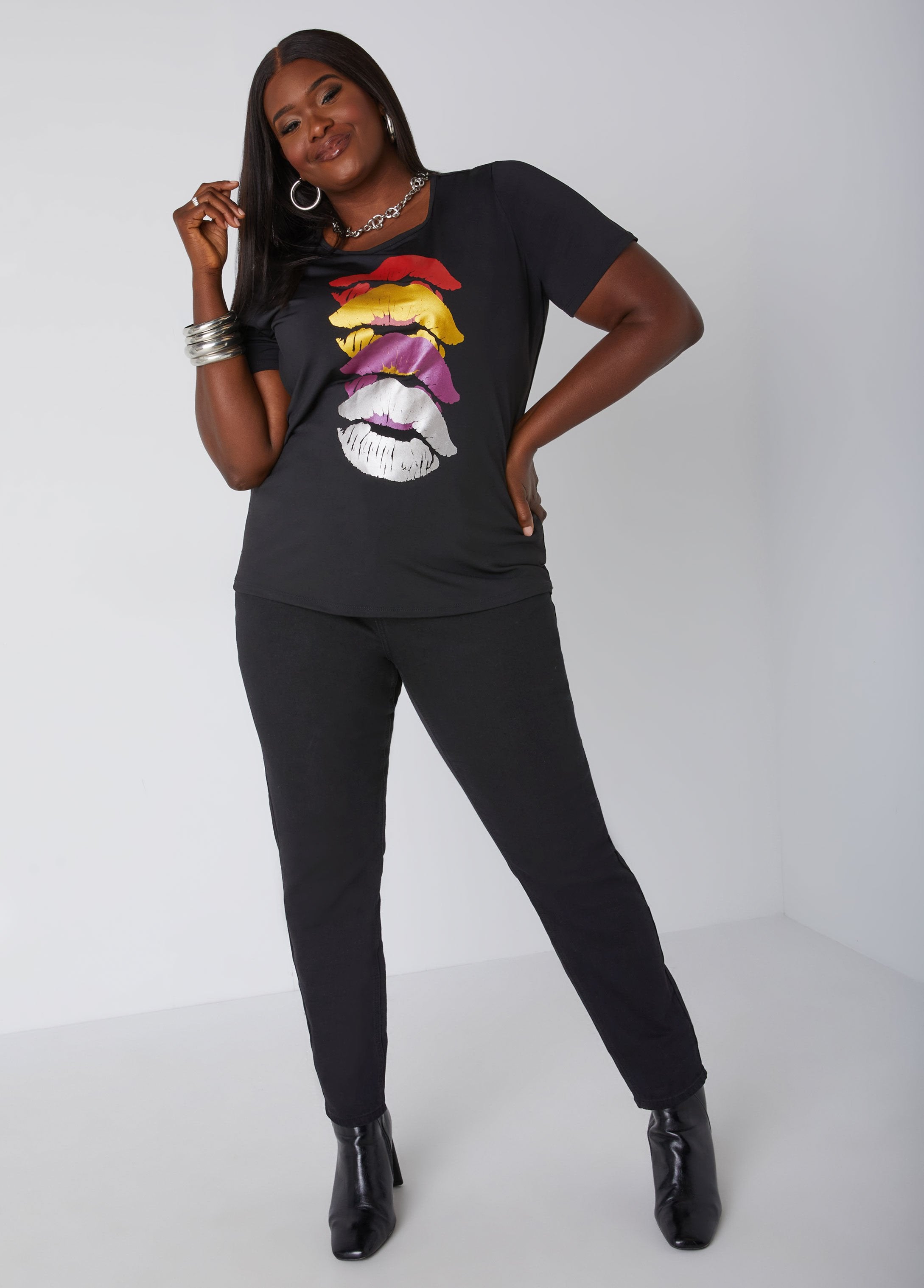 Plus Size Lips Jersey Tee Shirt Plus Size Graphic Tees