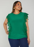 Plus Size Eyelet Sleeved Jersey Top